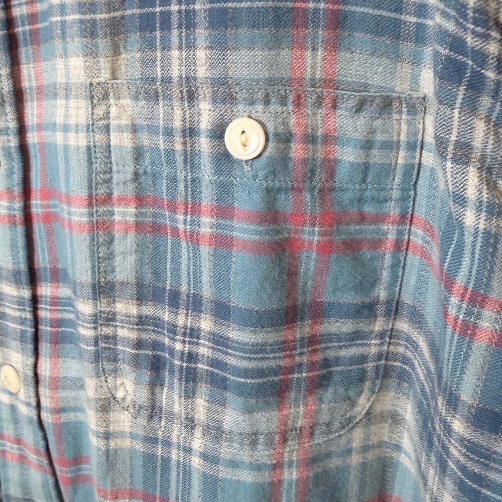 Faherty Cotton Flannel Button Down Collared Mens Shirt (XXL) Blue Lightweight - Picture 11 of 11